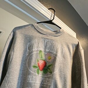 No Boundaries Gray Strawberry Graphic Sweater